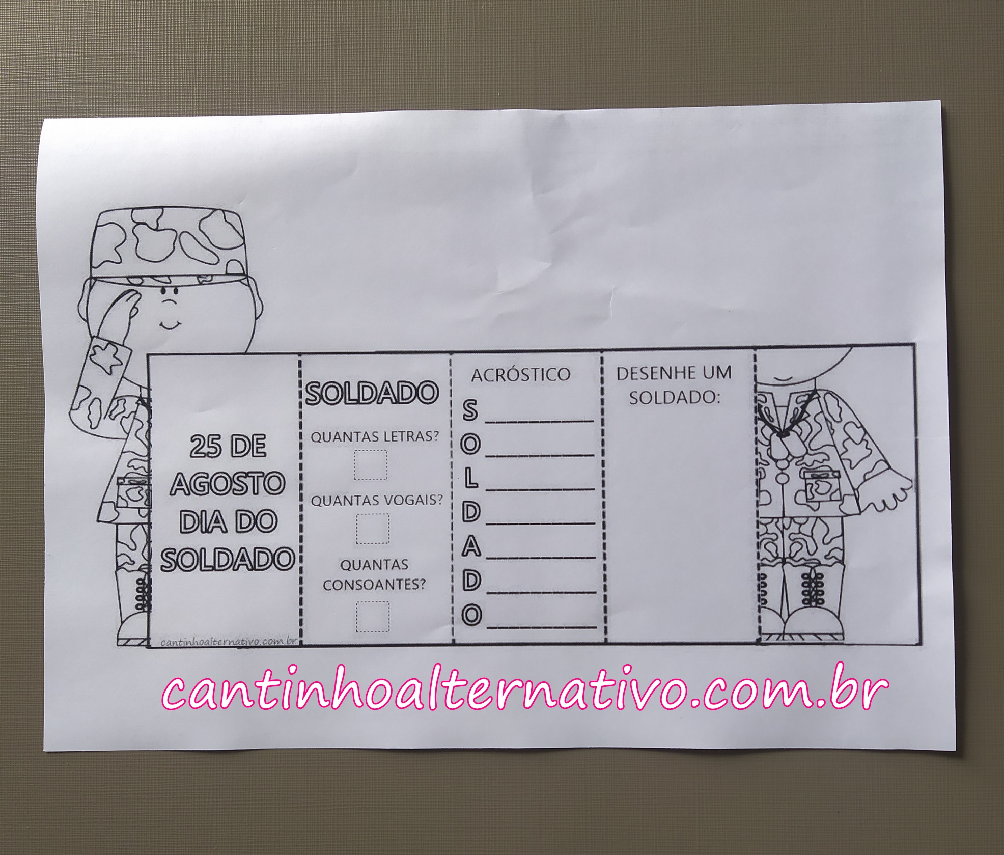 Livrinho Sanfonado de Atividades Para o Dia do Soldado - Cantinho ...