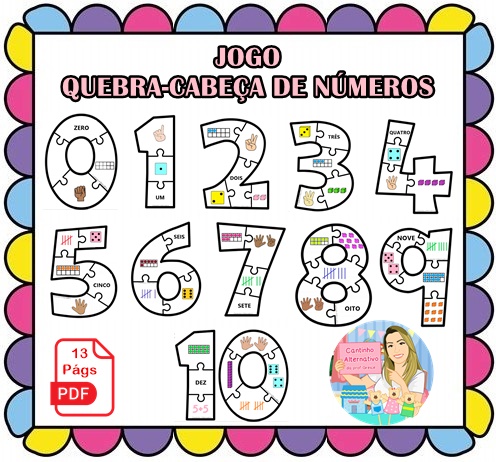 Quebra-Cabeça de Números e Quantidades Para Imprimir - Cantinho Alternativo
