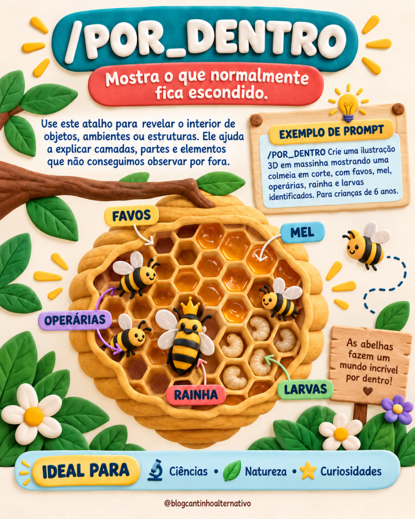 Colmeia vista por dentro criada com prompt do ChatGPT