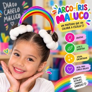 Cabelo maluco arco-íris 