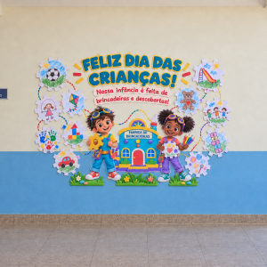 Mural Dia das Crianças para imprimir A Fábrica de Brincadeiras