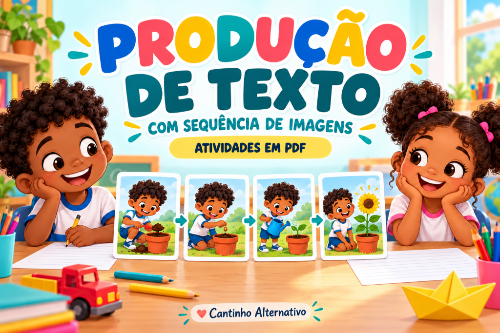  Produção de texto com sequência de imagens: quatro atividades em PDF para imprimir.