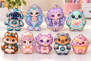 Squishys montados com personagens presentes na apostila Fábrica de Squishys