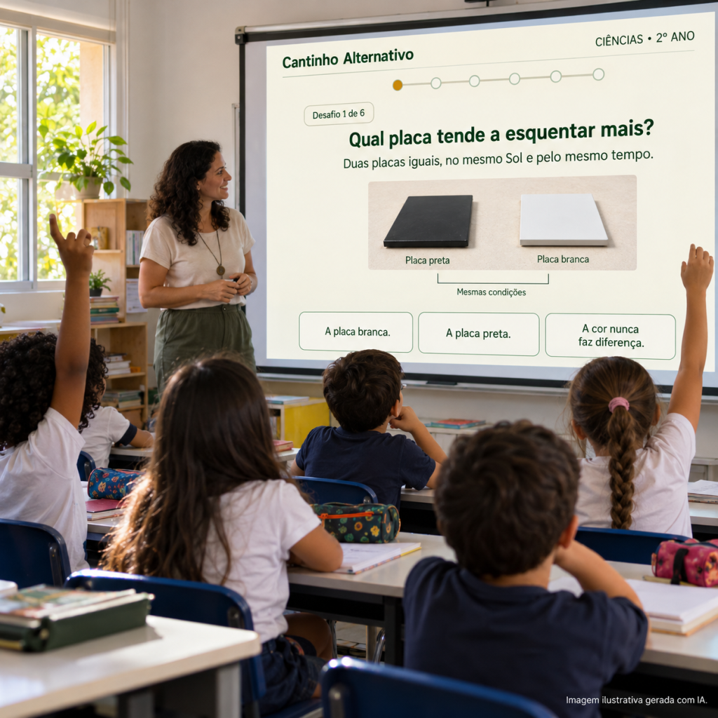 Turma participando com projeção